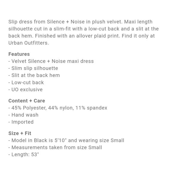 NWOT|Silence + Noise Sage Velvet Maxi Dress, SMALL - Picture 3 of 11